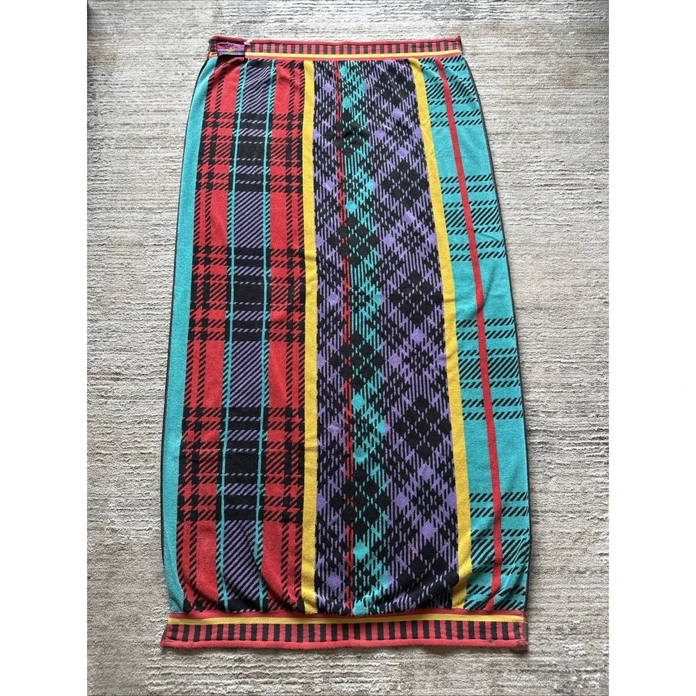 Cecil Saydah Geometric Beach Towel Striped Multi-Color Nautical Rare Vintage
